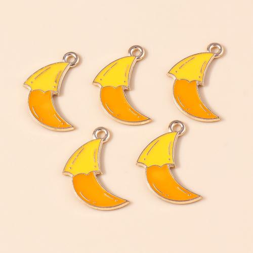 Pingentes de esmalte de liga de zinco, Banana, banhado, Design de Halloween & DIY, 10PCs/Bag, vendido por Bag