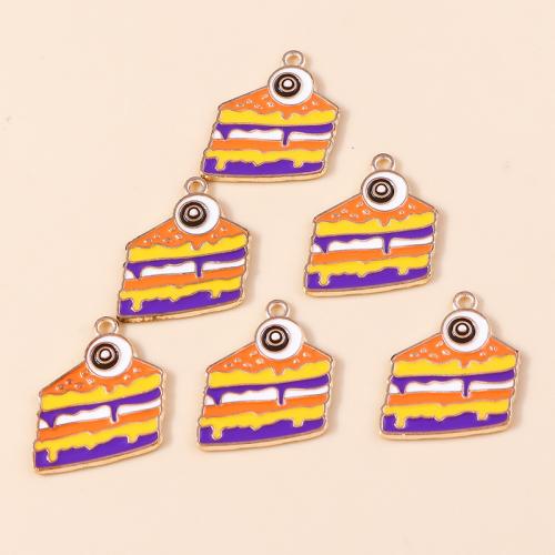 Zinc Alloy Enamel Pendants Cake plated Halloween Design & DIY Sold By Bag