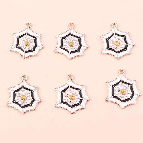 Zinc Alloy émail Pendants, alliage de zinc, toile d'araignée, Placage, Halloween Design & DIY, 10PC/sac, Vendu par sac