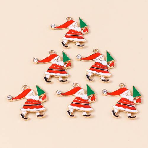 Zinc Alloy Christmas Pendants Santa Claus plated Christmas Design & DIY & enamel Sold By Bag