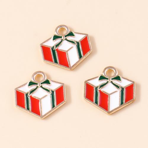 Zinc Alloy Christmas Pendants gift shape plated Christmas Design & DIY & enamel Sold By Bag