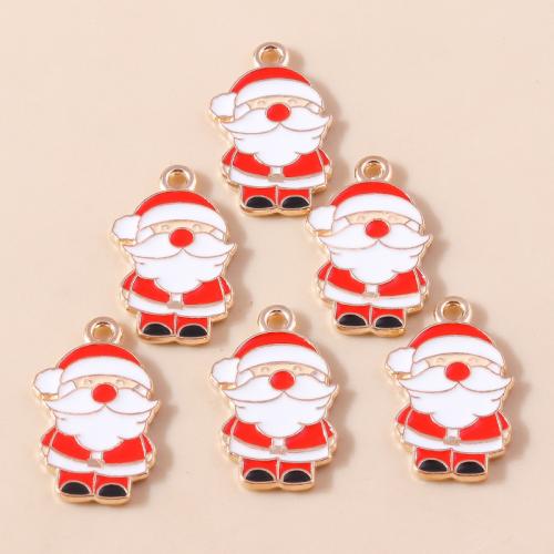 Zinc Alloy Christmas Pendants Santa Claus plated Christmas Design & DIY & enamel Sold By Bag