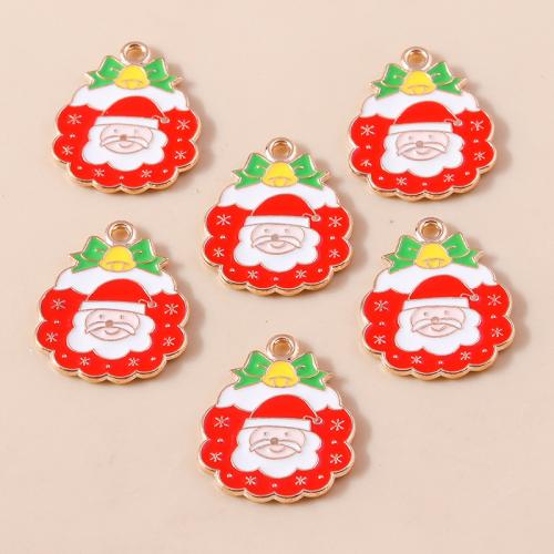 Zinc Alloy Christmas Pendants Santa Claus plated Christmas Design & DIY & enamel Sold By Bag