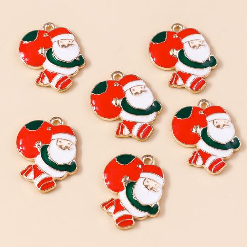 Zinc Alloy Christmas Pendants Santa Claus plated Christmas Design & DIY & enamel Sold By Bag