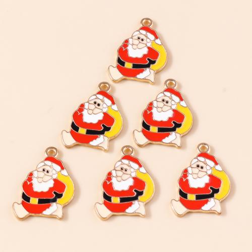 Zinc Alloy Christmas Pendants Santa Claus plated Christmas Design & DIY & enamel Sold By Bag