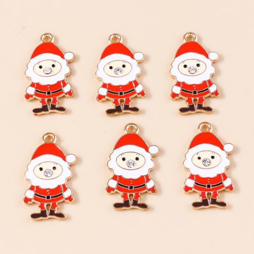 Zinc Alloy Christmas Pendants Santa Claus plated Christmas Design & DIY & enamel Sold By Bag