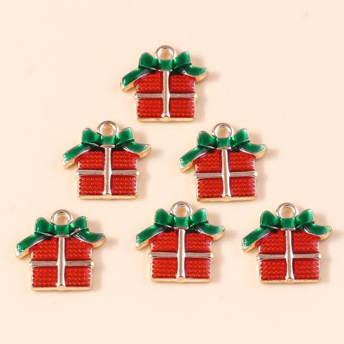 Zinc Alloy Christmas Pendants gift shape plated Christmas Design & DIY & enamel Sold By Bag