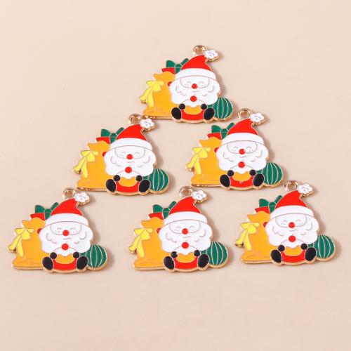 Zinc Alloy Christmas Pendants Santa Claus plated Christmas Design & DIY & enamel Sold By Bag