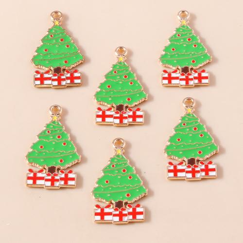 Zinc Alloy Christmas Pendants Christmas Tree plated Christmas Design & DIY & enamel Sold By Bag