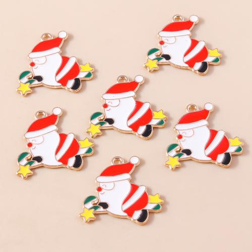 Zinc Alloy Christmas Pendants Santa Claus plated Christmas Design & DIY & enamel Sold By Bag