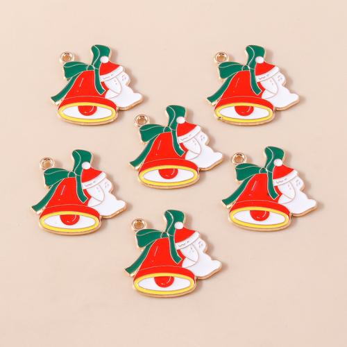 Zinc Alloy Christmas Pendants Christmas Bell plated Christmas Design & DIY & enamel Sold By Bag