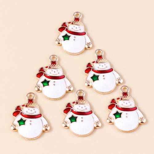 Zinc Alloy Christmas Pendants Snowman plated Christmas Design & DIY & enamel Sold By Bag