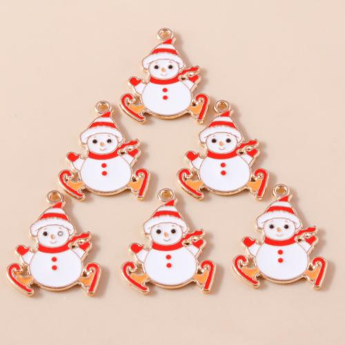 Zinc Alloy Christmas Pendants Snowman plated Christmas Design & DIY & enamel Sold By Bag