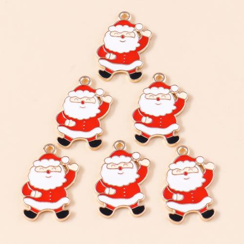 Zinc Alloy Christmas Pendants Santa Claus plated Christmas Design & DIY & enamel Sold By Bag