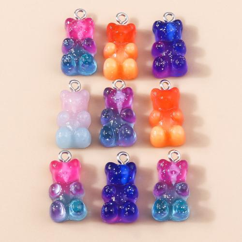 Plastic Pendants with Resin Bear plated DIY Sold By Bag