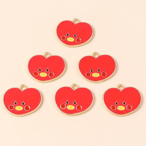 Zinc Alloy Enamel Pendants Heart plated DIY Sold By Bag