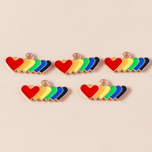 Zinc Alloy émail Pendants, alliage de zinc, coeur, Placage, DIY, 10PC/sac, Vendu par sac