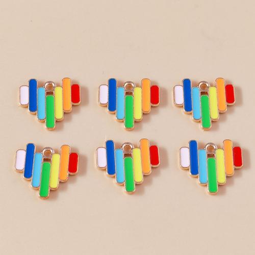 Zinc Alloy Enamel Pendants Heart plated DIY Sold By Bag