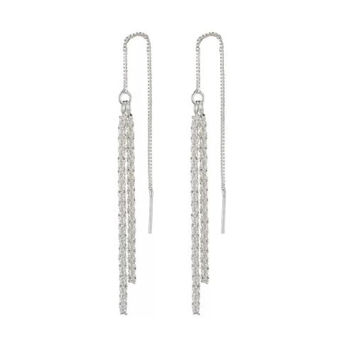 925 Sterling Silver Snáithe Trí Earrings, stíleanna éagsúla do rogha & do bhean, 9.40x60mm, Díolta De réir Péire