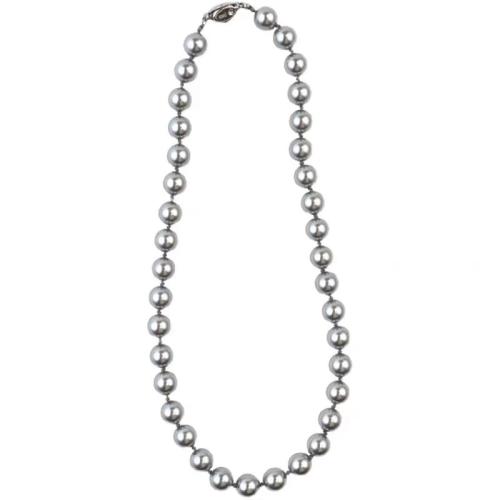 Glass Pearl Necklace with 925 Sterling Silver Round handmade & for woman Length Approx 17.7 Inch Sold By PC