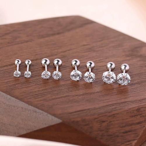 Argent sterling 925 boucle d oreille dormeuse, Plaqué de platine, normes différentes pour le choix & pavé de micro zircon & pour femme, Vendu par paire