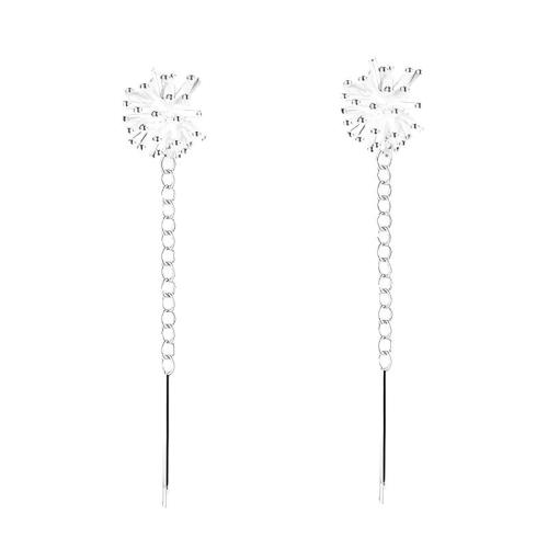 925 Sterling Silver Thread Through Earrings Dandelion & for woman silver color Sold By Pair