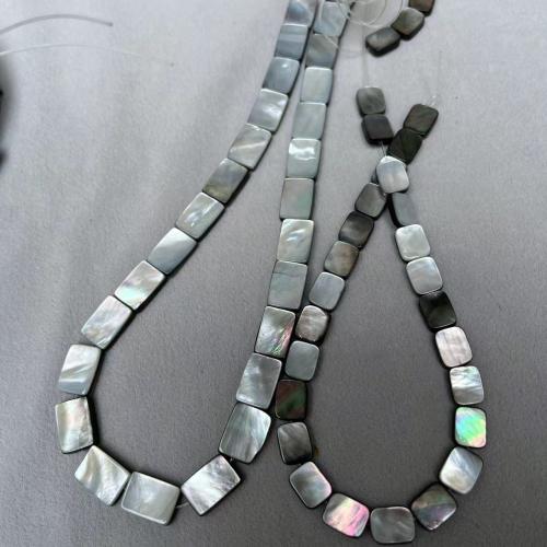 Black Shell Beads Natural Seashell Rectangle DIY black Sold By Strand