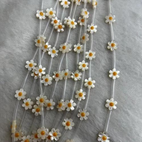 White Lip Shell Beads Flower DIY & enamel Sold By PC