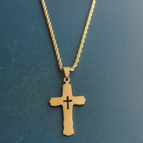 Stainless Steel Cross Pendants Titanium Steel polished DIY Sold By Bag