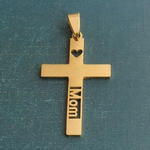 Stainless Steel Cross Pendants Titanium Steel polished DIY Sold By Bag