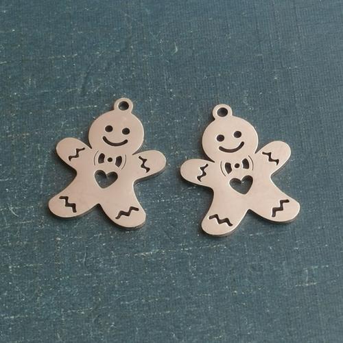 Titanium Steel Pendants Gingerbread Man plated DIY Sold By Bag