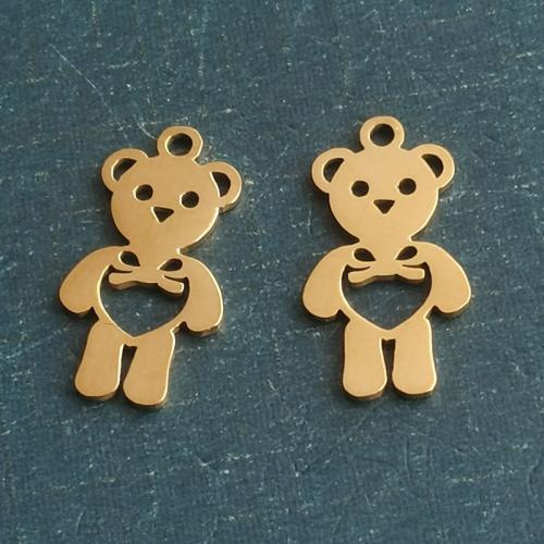 Titanium Steel Pendants Bear plated DIY Sold By Bag