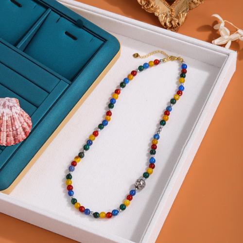 Agate Necklace for woman multi-colored Length 46 cm Sold By PC