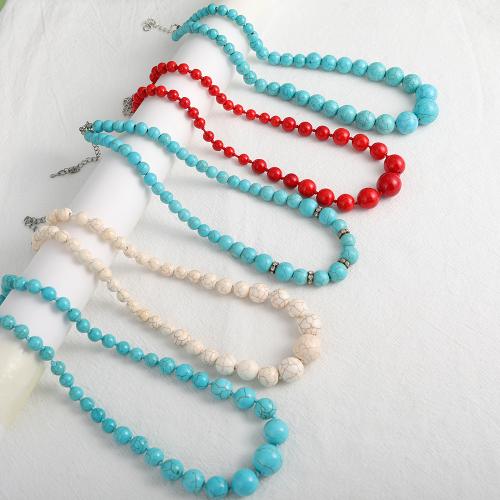 Collier turquoise de mode, Rond, normes différentes pour le choix & pour femme, plus de couleurs à choisir, Longueur 56 cm, Vendu par PC