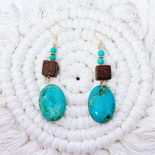 Turquoise Earring with Wood for woman Sold By Pair