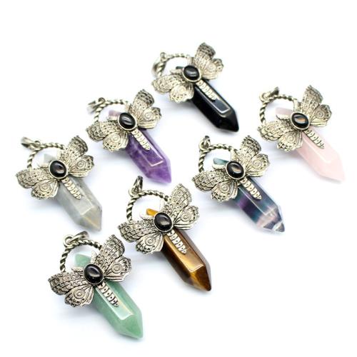 Gemstone Pendants Jewelry Natural Stone with Brass & Zinc Alloy DIY Sold By PC