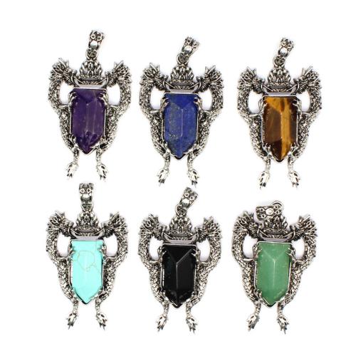 Gemstone Pendants Jewelry Natural Stone with Brass & Zinc Alloy DIY Sold By PC