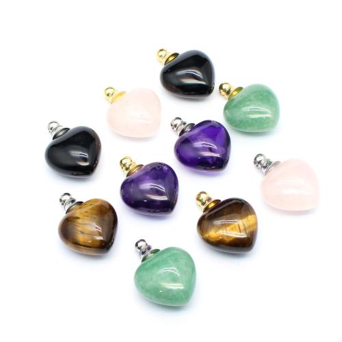 Gemstone Pendants Jewelry Natural Stone with Brass & Zinc Alloy Heart DIY Sold By PC