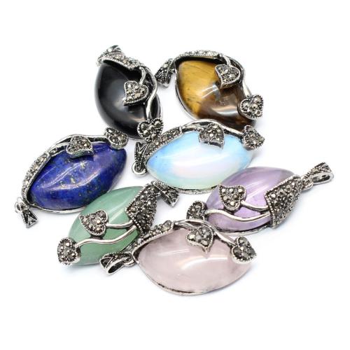 Gemstone Pendants Jewelry Natural Stone with Brass & Zinc Alloy DIY Sold By PC