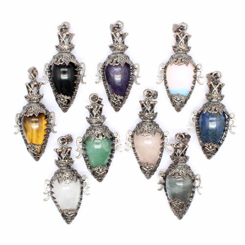 Gemstone Pendants Jewelry Natural Stone with Brass DIY nickel lead & cadmium free Sold By PC