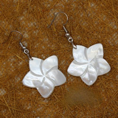 Shell Earrings White Shell Flower fashion jewelry white Sold By Pair