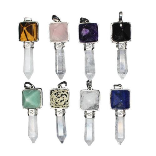 Gemstone Pendants Jewelry Natural Stone with Brass & Zinc Alloy DIY Sold By PC