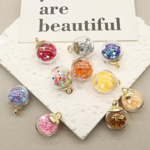 Glass Pendant with Sequins mixed colors DIY 13-19mm Sold By Bag