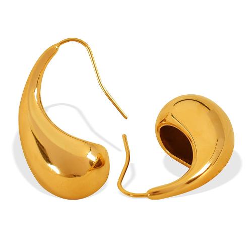 Stainless Steel Drop Earring 304 Stainless Steel Teardrop 18K gold plated fashion jewelry & for woman Sold By Pair