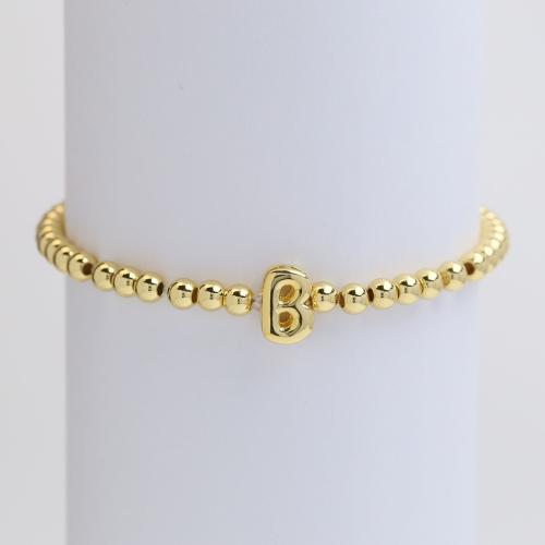 Brass Bracelet with Elastic Thread 18K gold plated fashion jewelry & for woman Length Approx 16 cm Sold By Pair