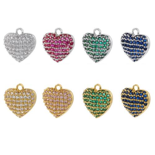 Cubic Zirconia Micro Pave Brass Pendant Heart DIY & micro pave cubic zirconia Sold By PC