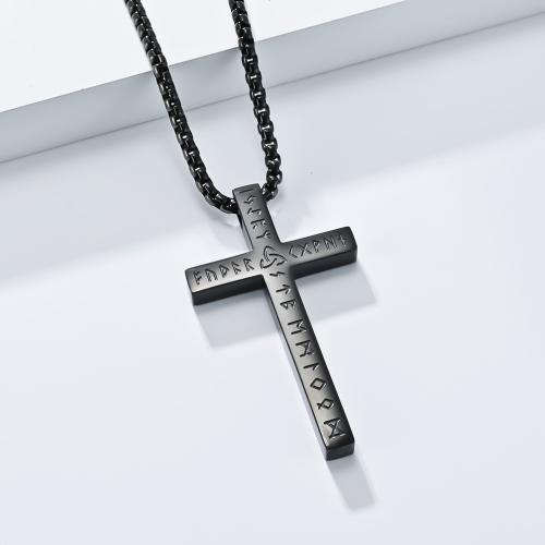 Stainless Steel smycken halsband, 304 rostfritt stål, Cross, plated, mode smycken & Unisex & olika stilar för val, fler färger för val, Längd 60 cm, Säljs av PC