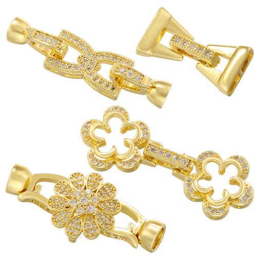 Brass Fold Over Clasp plated DIY & micro pave cubic zirconia Sold By PC