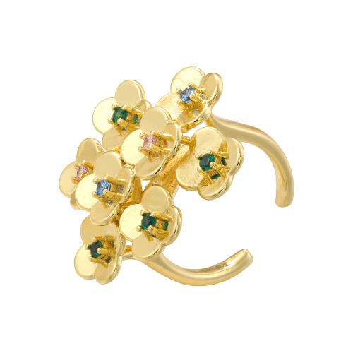 Cubique anneau en laiton Circonia Micro Pave, fleur, Placage, bijoux de mode & pavé de micro zircon & pour femme, plus de couleurs à choisir, Vendu par PC