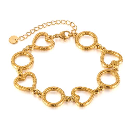 Stainless Steel Jewelry Bracelet 304 Stainless Steel plated fashion jewelry & for woman & hollow golden Sold By PC